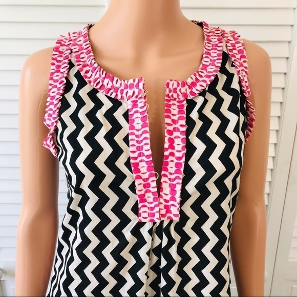 GRETCHEN SCOTT Zig Zag Pattern Cotton Sleeveless Dress Size XS - Picture 2 of 7